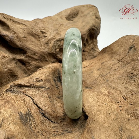 【肌容雪】天然緬甸A貨綠飄花翡翠平安鐲 編號344(鐲圍56.8mm#18號)