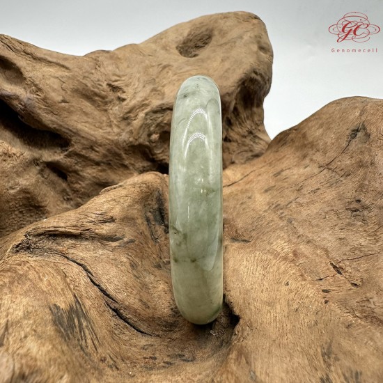 【肌容雪】天然緬甸A貨綠飄花翡翠平安鐲 編號344(鐲圍56.8mm#18號)