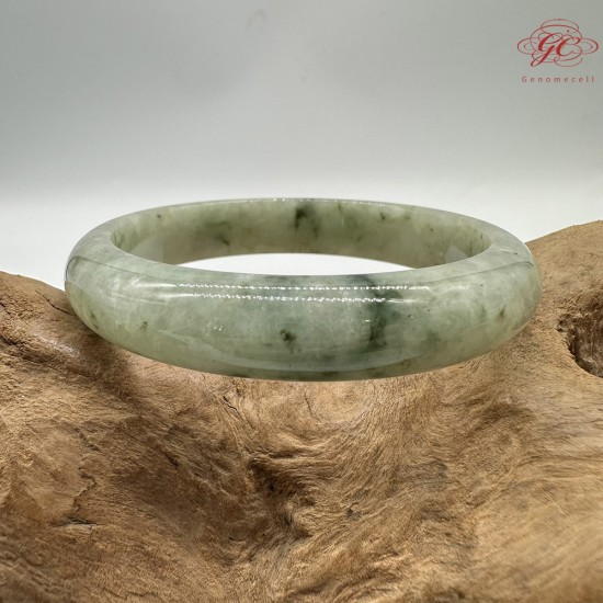 【肌容雪】天然緬甸A貨綠飄花翡翠平安鐲 編號344(鐲圍56.8mm#18號)