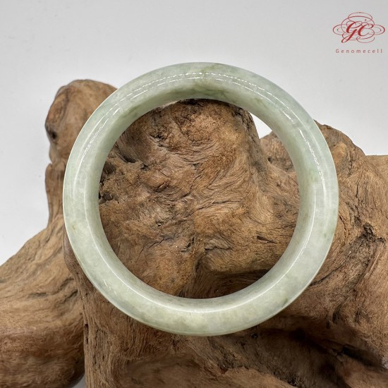 【肌容雪】天然緬甸A貨綠飄花翡翠平安鐲 編號345(鐲圍53.0mm#16.5號)