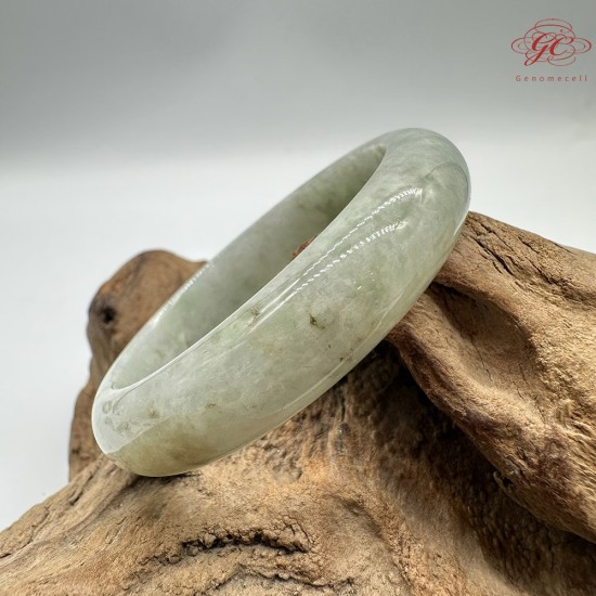 【肌容雪】天然緬甸A貨綠飄花翡翠平安鐲 編號345(鐲圍53.0mm#16.5號)