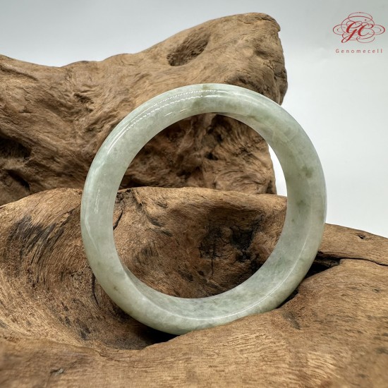 【肌容雪】天然緬甸A貨綠飄花翡翠平安鐲 編號345(鐲圍53.0mm#16.5號)