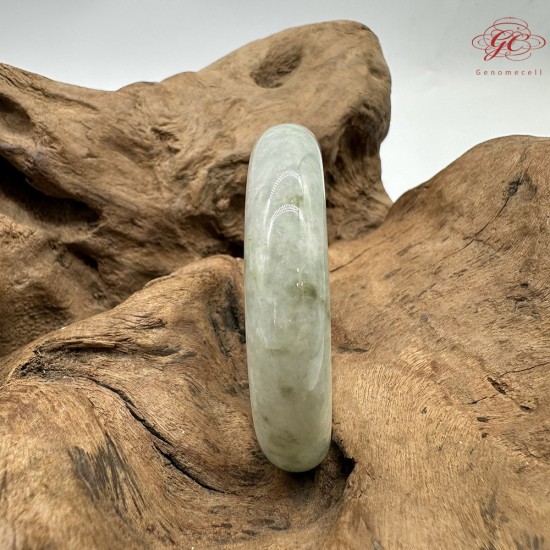 【肌容雪】天然緬甸A貨綠飄花翡翠平安鐲 編號345(鐲圍53.0mm#16.5號)