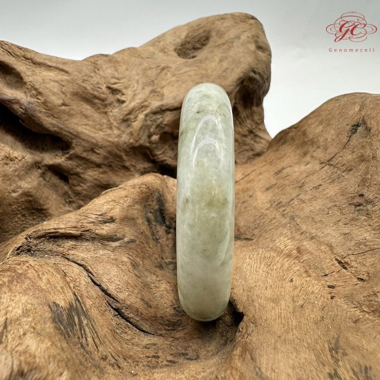 【肌容雪】天然緬甸A貨綠飄花翡翠平安鐲 編號345(鐲圍53.0mm#16.5號)