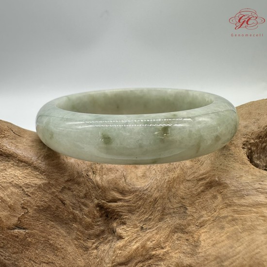 【肌容雪】天然緬甸A貨綠飄花翡翠平安鐲 編號345(鐲圍53.0mm#16.5號)