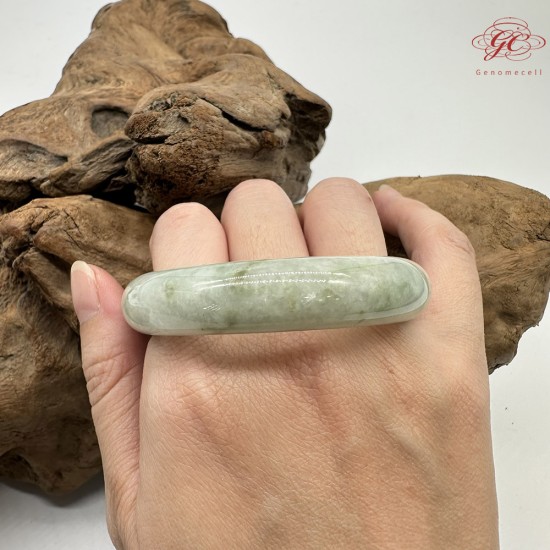 【肌容雪】天然緬甸A貨綠飄花翡翠平安鐲 編號345(鐲圍53.0mm#16.5號)