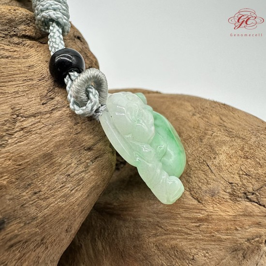 【肌容雪】天然緬甸A貨翠綠彌勒佛翡翠吊墜繩 編號347