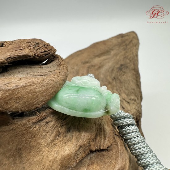 【肌容雪】天然緬甸A貨翠綠彌勒佛翡翠吊墜繩 編號347