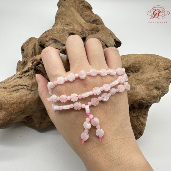 【肌容雪】天然緬甸A貨翡翠冰粉梅花多圈珠串鍊 編號348