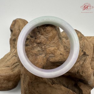 【肌容雪】天然緬甸A貨糯冰春帶彩翡翠平安鐲 編號349(鐲圍54.4mm#17號)