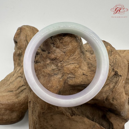 【肌容雪】天然緬甸A貨糯冰春帶彩翡翠平安鐲 編號349(鐲圍54.4mm#17號)