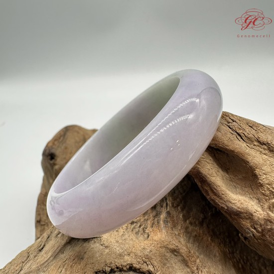 【肌容雪】天然緬甸A貨糯冰春帶彩翡翠平安鐲 編號349(鐲圍54.4mm#17號)