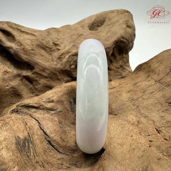 【肌容雪】天然緬甸A貨糯冰春帶彩翡翠平安鐲 編號349(鐲圍54.4mm#17號)