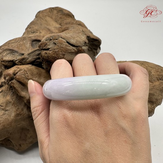 【肌容雪】天然緬甸A貨糯冰春帶彩翡翠平安鐲 編號349(鐲圍54.4mm#17號)