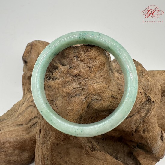 【肌容雪】天然緬甸A貨綠飄花翡翠平安鐲 編號352(鐲圍56.4mm#17.5號)