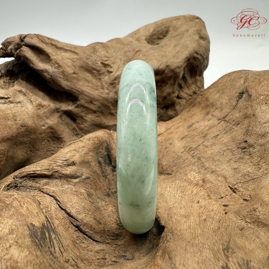 【肌容雪】天然緬甸A貨綠飄花翡翠平安鐲 編號352(鐲圍56.4mm#17.5號)