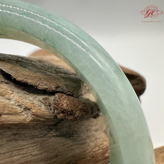 【肌容雪】天然緬甸A貨綠飄花翡翠平安鐲 編號352(鐲圍56.4mm#17.5號)