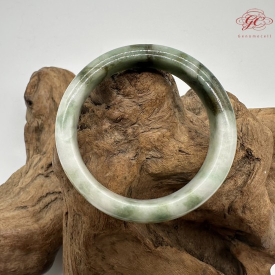 【肌容雪】天然緬甸A貨翡翠飄花平安鐲 編號355(鐲圍54.9mm#17號)