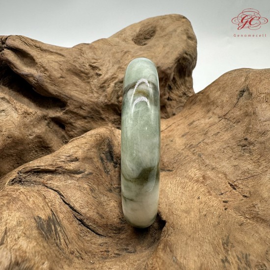 【肌容雪】天然緬甸A貨翡翠飄花平安鐲 編號355(鐲圍54.9mm#17號)