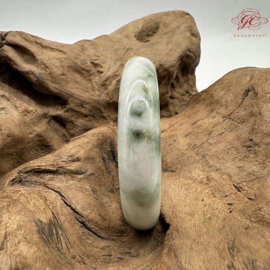 【肌容雪】天然緬甸A貨翡翠飄花平安鐲 編號355(鐲圍54.9mm#17號)