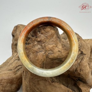 【肌容雪】天然緬甸A貨翡翠糯冰黃翡烏雞平安鐲 編號359(鐲圍59.2mm#18.5號)