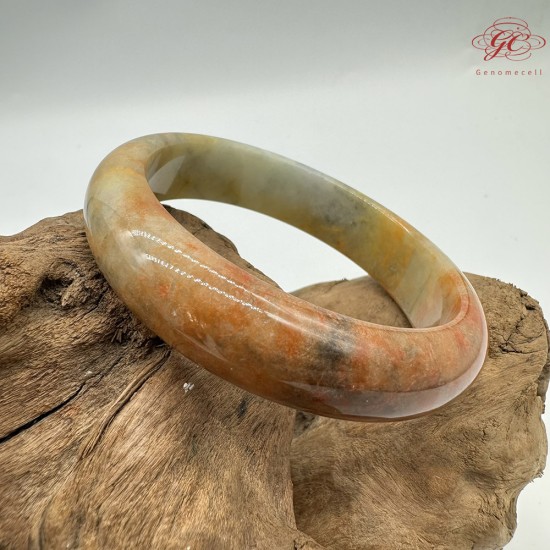 【肌容雪】天然緬甸A貨翡翠糯冰黃翡烏雞平安鐲 編號359(鐲圍59.2mm#18.5號)