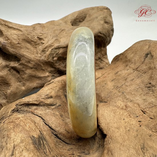 【肌容雪】天然緬甸A貨翡翠糯冰黃翡烏雞平安鐲 編號359(鐲圍59.2mm#18.5號)