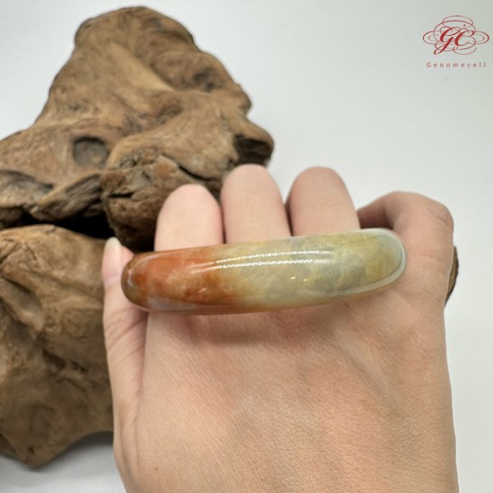 【肌容雪】天然緬甸A貨翡翠糯冰黃翡烏雞平安鐲 編號359(鐲圍59.2mm#18.5號)