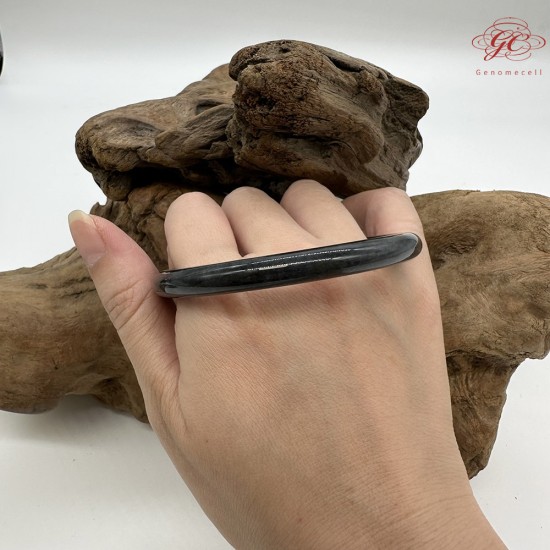 【肌容雪】天然緬甸A貨翡翠烏雞美人條手鐲 編號360(鐲圍57.6mm#18號)