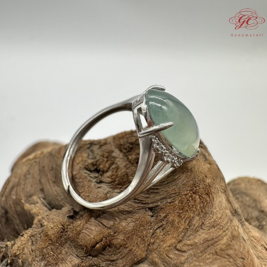 【肌容雪】天然緬甸A貨晴綠大蛋面鑲崁可調節戒指 編號365(戒圍19.0mm#15號)