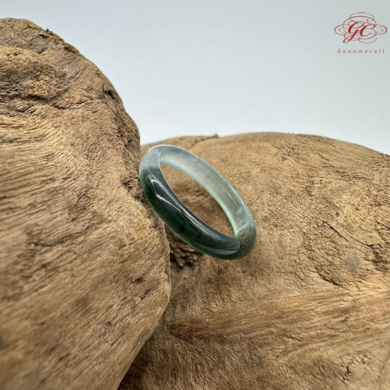 【肌容雪】天然緬甸A貨半山半水翡翠戒圈 編號375(戒圍17.5mm#12號)