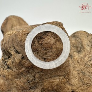 【肌容雪】天然緬甸A貨白月光翡翠戒圈 編號380(戒圍18.4mm#14號)