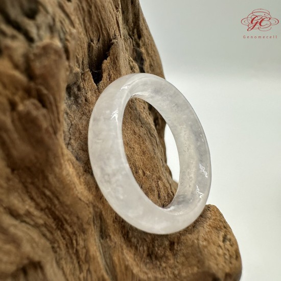 【肌容雪】天然緬甸A貨白月光翡翠戒圈 編號380(戒圍18.4mm#14號)