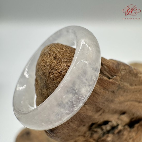 【肌容雪】天然緬甸A貨白月光翡翠戒圈 編號380(戒圍18.4mm#14號)