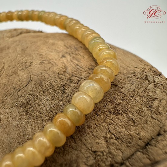 【肌容雪】天然緬甸A貨黃翡小米珠單圈手串 編號402