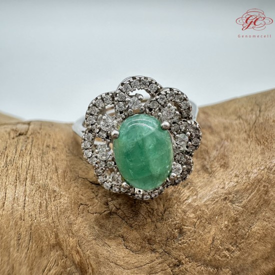 【肌容雪】天然緬甸A貨綠翡翠鑲鑽花瓣可調節戒指 編號416(戒圍17.6mm#12號)