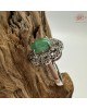 【肌容雪】天然緬甸A貨綠翡翠鑲鑽花瓣可調節戒指 編號416(戒圍17.6mm#12號)