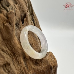 【肌容雪】天然緬甸A貨正冰春帶彩翡翠戒圈 編號418(戒圍16.8mm#10號)