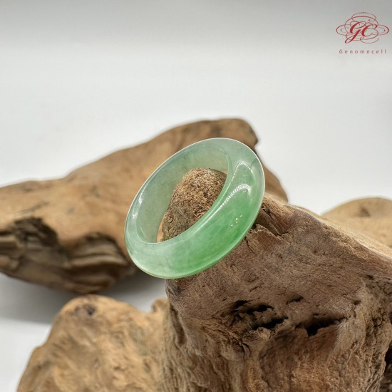 【肌容雪】天然緬甸A貨正揚綠飄花翡翠戒圈 編號419(戒圍17.2mm#10號)