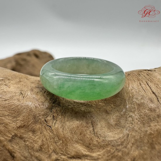 【肌容雪】天然緬甸A貨正揚綠飄花翡翠戒圈 編號419(戒圍17.2mm#10號)