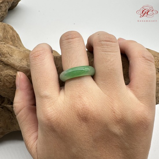 【肌容雪】天然緬甸A貨正揚綠飄花翡翠戒圈 編號419(戒圍17.2mm#10號)