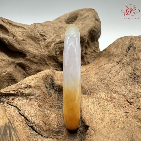 【肌容雪】天然緬甸A貨紫底黃翡翠圓條手鐲 編號420(鐲圍55.4mm#17.5號) 【肌容雪】天然緬甸A貨紫底黃翡翠圓條手鐲 編號420(鐲圍55.4mm#17.5號)