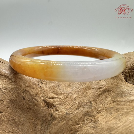 【肌容雪】天然緬甸A貨紫底黃翡翠圓條手鐲 編號420(鐲圍55.4mm#17.5號) 【肌容雪】天然緬甸A貨紫底黃翡翠圓條手鐲 編號420(鐲圍55.4mm#17.5號)