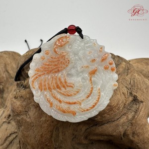 【肌容雪】天然緬甸A貨冰糯紅翡鳳凰牌吊墜繩 編號422