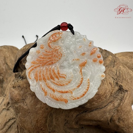 【肌容雪】天然緬甸A貨冰糯紅翡鳳凰牌吊墜繩 編號422