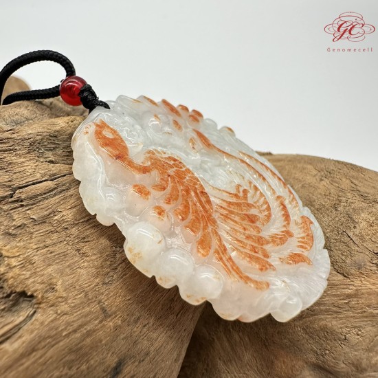 【肌容雪】天然緬甸A貨冰糯紅翡鳳凰牌吊墜繩 編號422