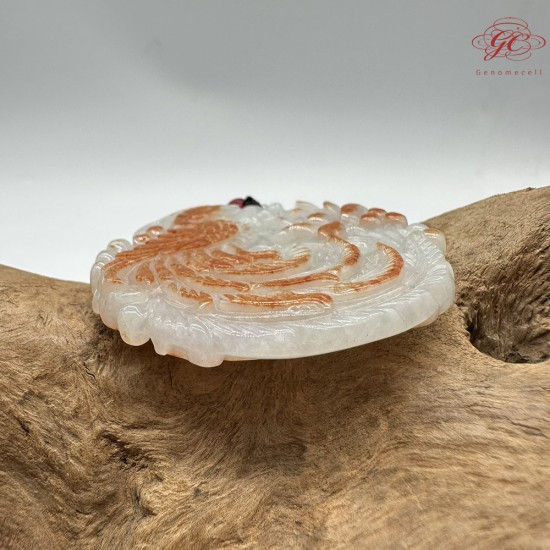 【肌容雪】天然緬甸A貨冰糯紅翡鳳凰牌吊墜繩 編號422