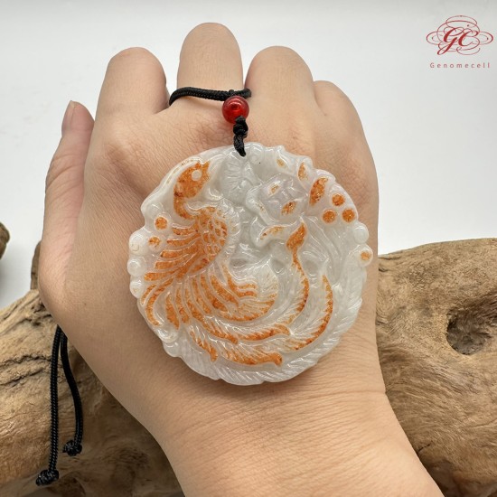 【肌容雪】天然緬甸A貨冰糯紅翡鳳凰牌吊墜繩 編號422