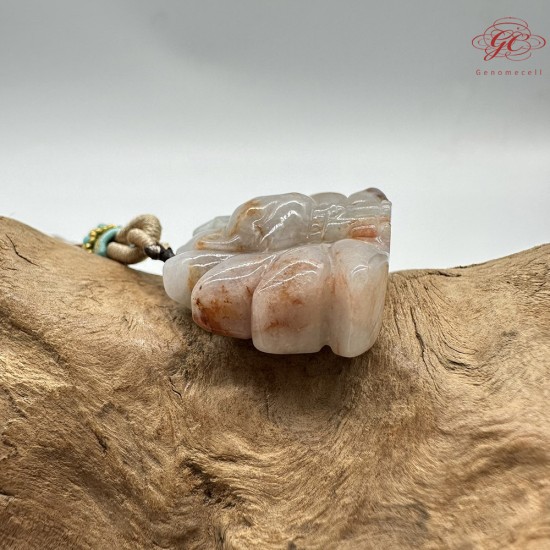 【肌容雪】天然緬甸A貨紅翡九尾狐造型吊墜繩 編號424