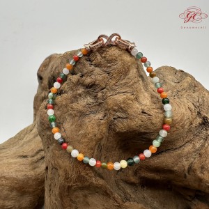 【肌容雪】天然緬甸A貨多寶翡翠彩珠單圈手串 編號426